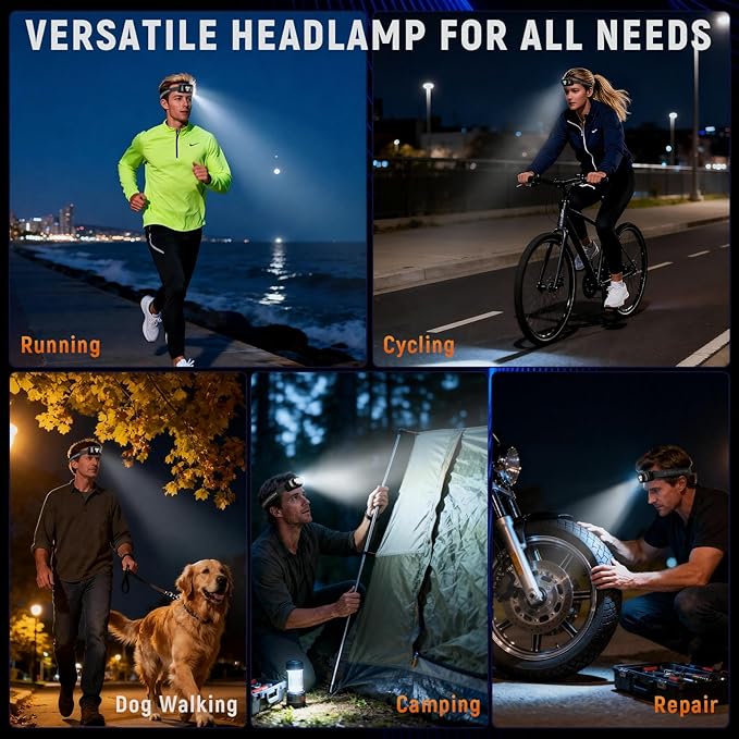 Upgraded Headlamp Rechargeable, Ultra Bright Headlight Flashlight - Image 6