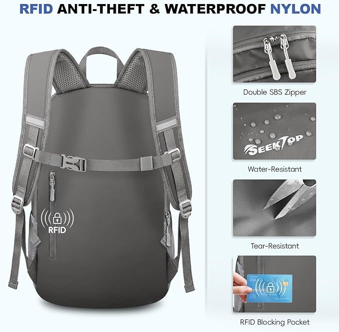 Seektop Lightweight Packable Hiking Backpack Waterproof Expandable 20L-28L - Image 6