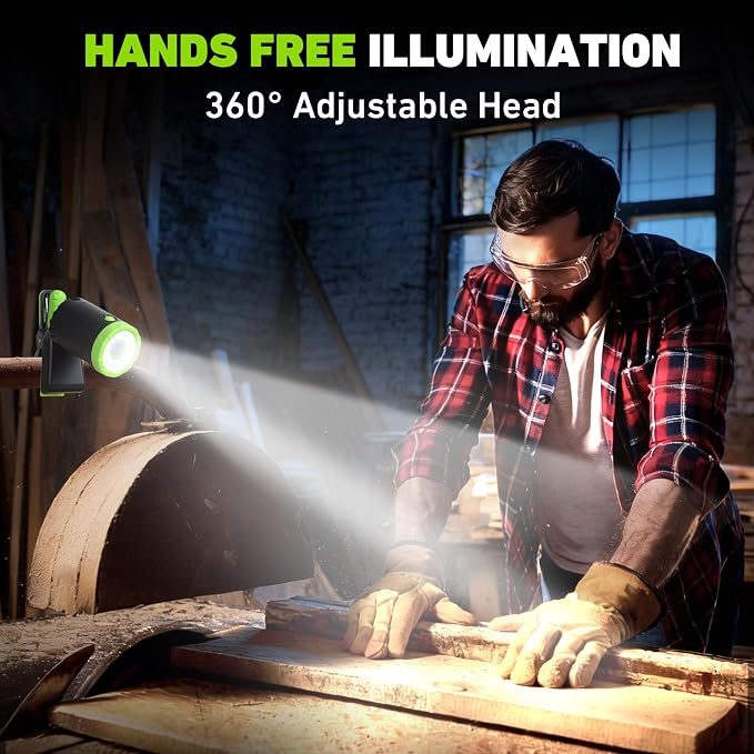 2-Pack Rechargeable LED Work Lights, 360-Degree Adjustable Spotlights - Image 2