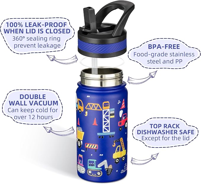 Fanhaw 14 Oz Kids Insulated Water Bottle - Image 2