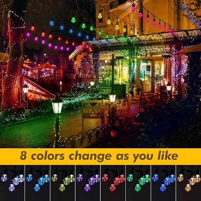 144FT Solar Outdoor String Lights, 45 Shatterproof E26 Edison LED Bulbs - Image 4