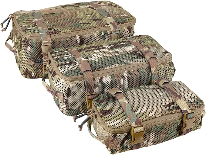 PETAC GEAR 3 PCS Tactical Modular Packing Cubes, Large Capacity Mesh Storage Bag by PetacGear