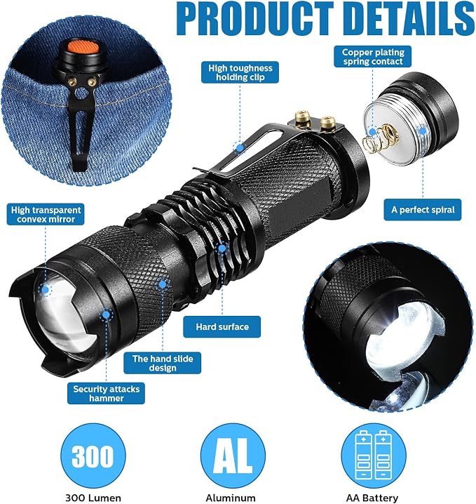 Fumete 20 Pieces LED Flashlight Mini 3 Mode Tactical Torch Small Water - Image 3