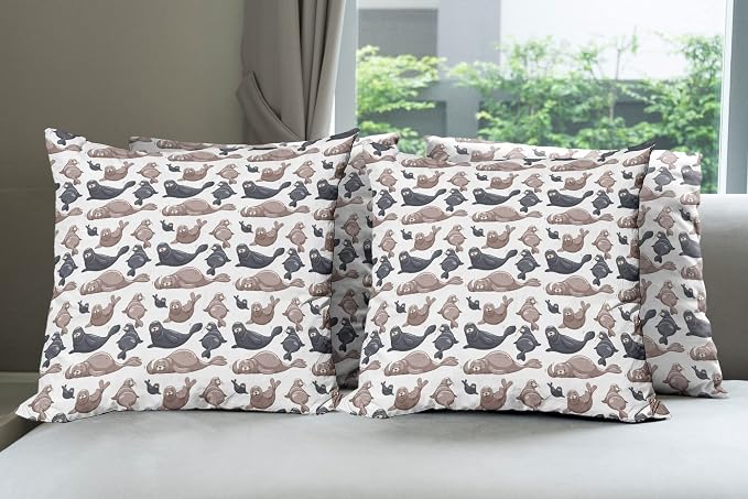 Ambesonne Sea Animals Decorative Throw Pillow Case Pack of 4, Seals by Ambesonne