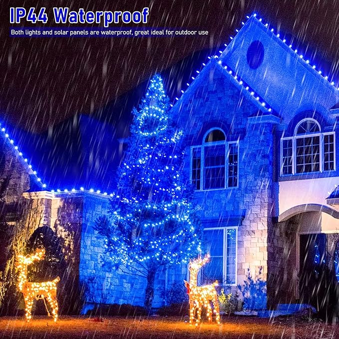 JMEXSUSS 2 Pack Blue Solar String Lights Outdoor Waterproof, Each 33ft 100 LED - Image 8