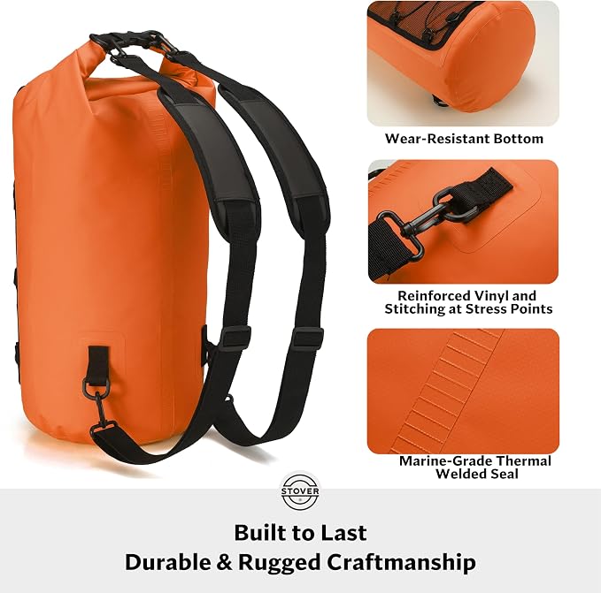 STOVER 5/10/25/30/40/55L Waterproof Dry Bag- Roll-Top Backpack w/Phone Case- - Image 4