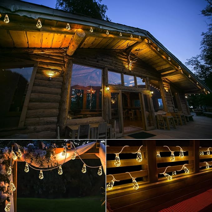 Solar Outdoor String Lights, 2 Pack 20Ft Vintage Rope Hemp Solar Patio Lights - Image 7