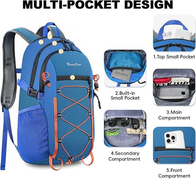 Seektop 20L Foldable Waterproof Hiking Backpack, Ultralight Small Lightweight - Image 4
