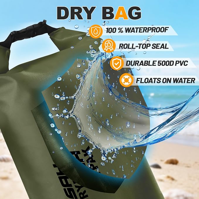 Waterproof Dry Bag, 5L/10L/20L/30L/40L Roll Top Lightweight Storage Backpack - Image 3