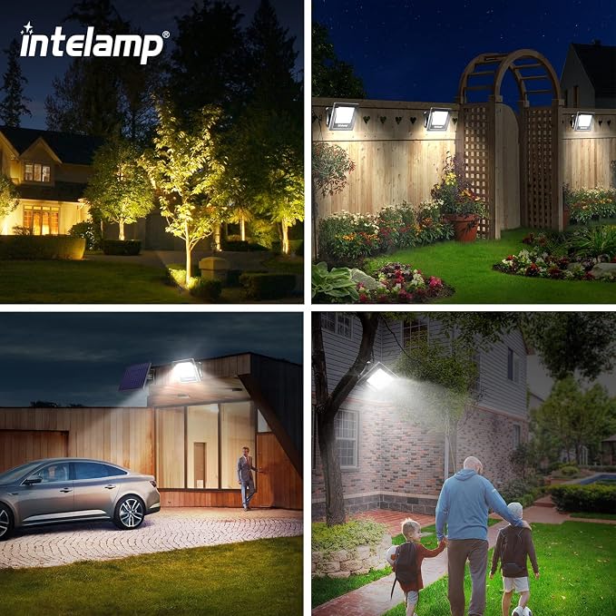 intelamp Solar Lights Outdoor, 4400mAh Solar Powered Flood Lights, Security - Image 6