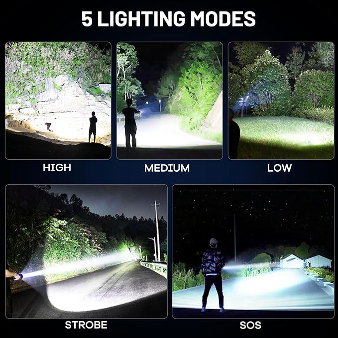 MIXILIN Rechargeable Flashlights High Lumens, 4 Pack 99, 000 Lumens Super - Image 5