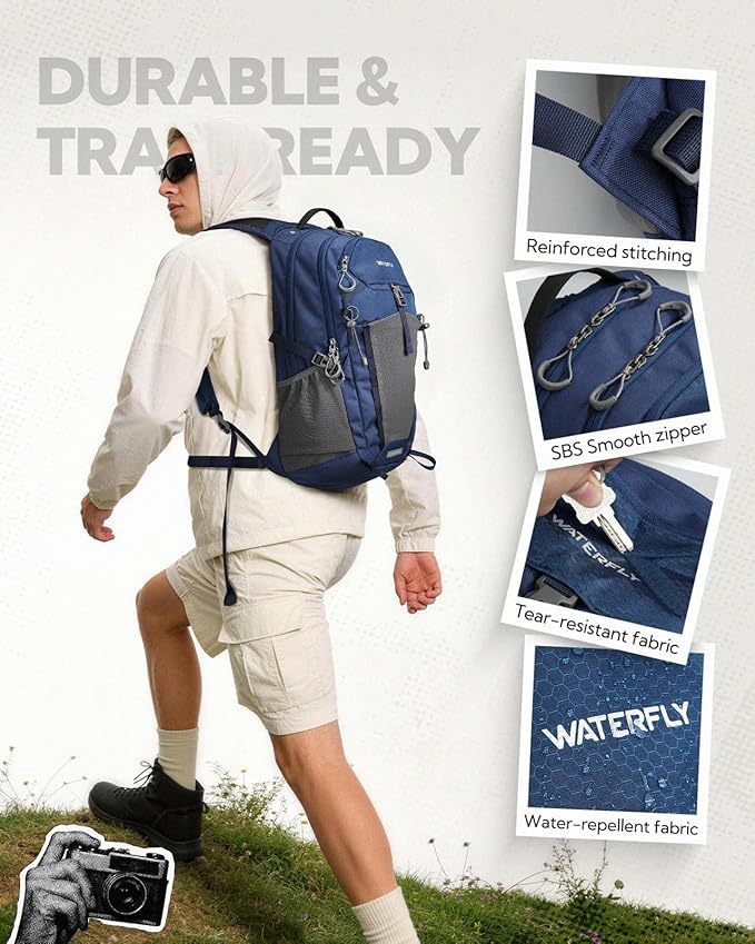 WATERFLY Small Lightweight Hiking Backpack: 20L Outdoor Daypack - Image 4