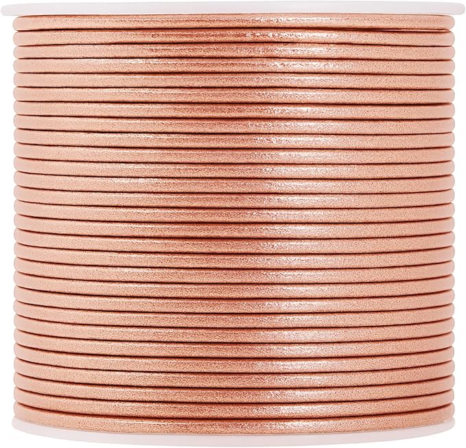 Mandala Crafts Round Genuine Rose Gold Leather Cord - Image 2