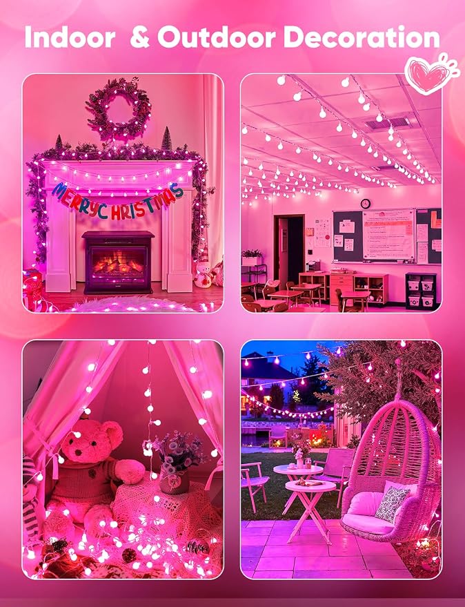 Minetom Globe String Lights, 33 Feet 100 Led Fairy Lights Plug in, 8 Modes - Image 8