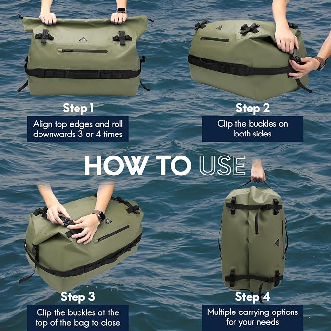Haimont Large Waterproof Duffel Backpack Roll-Top Heavy Duty Dry Duffle Bag - Image 6