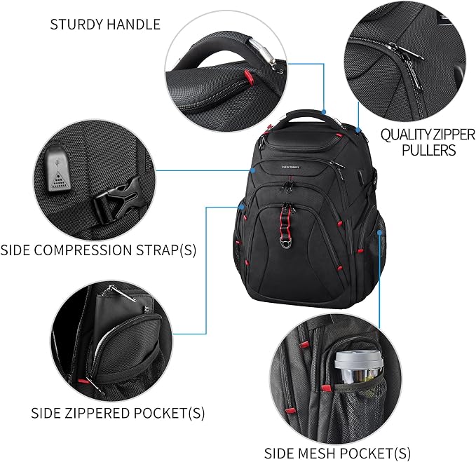 KROSER Travel Laptop Backpack 17.3 Inch XL Computer Backpack - Image 4