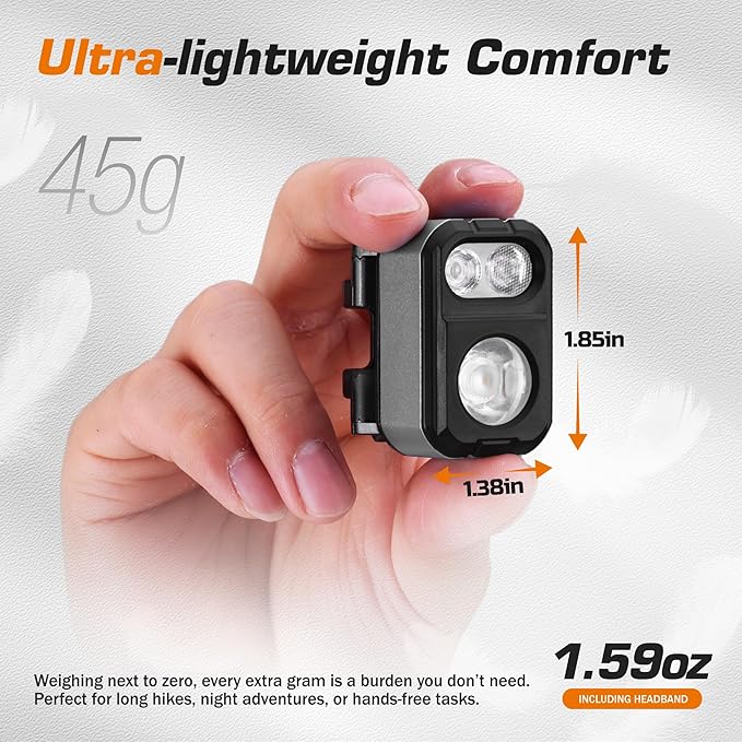 EverBrite 400LM Rechargeable Headlamp, 1.59 oz Lightweight & Comfortable Head - Image 2