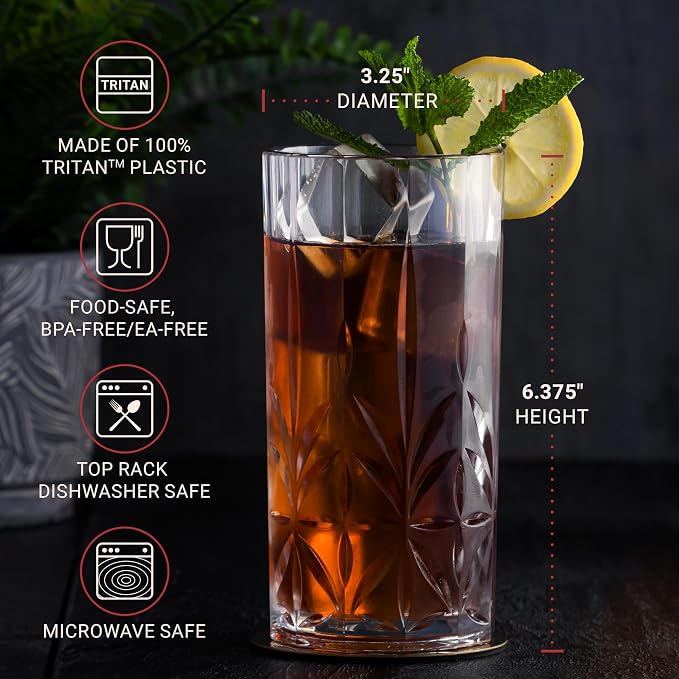 Bravario Unbreakable Plastic Drinking Water Tumblers, Dishwasher Safe 100% - Image 4