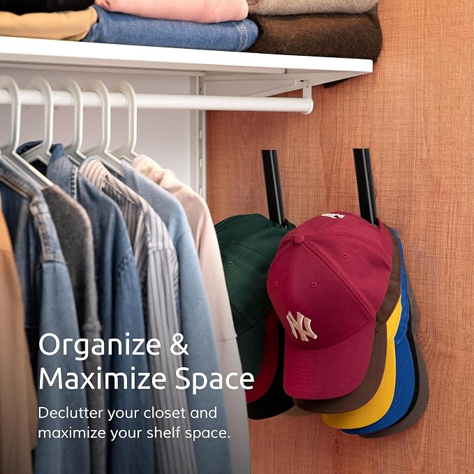 Ozueccr Hat Hook for Baseball Caps – Wall Mounted Vertical Hat Holder, Closet - Image 2