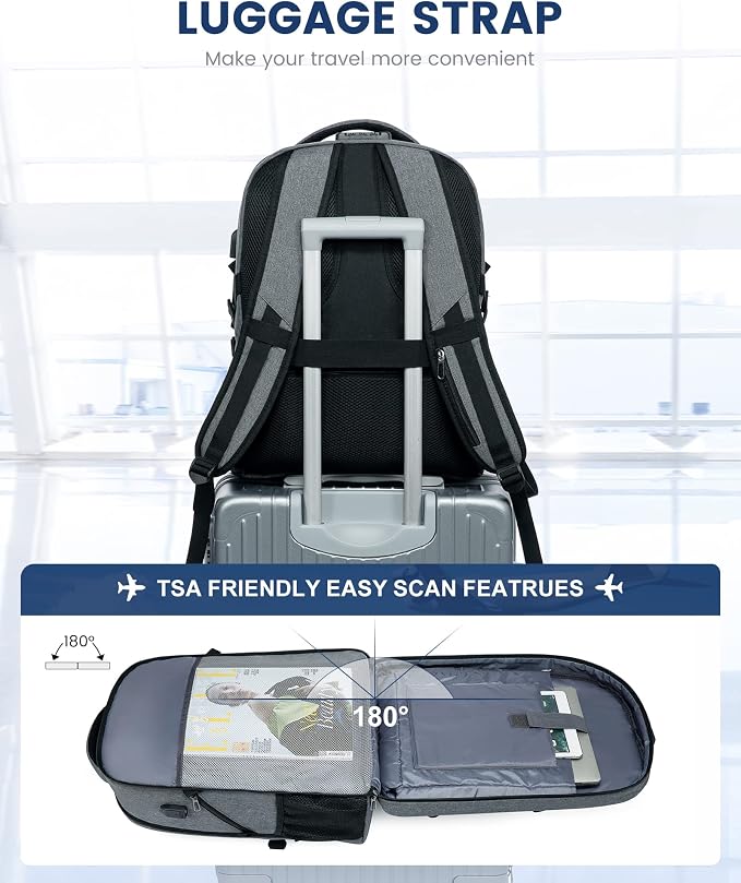 LOVEVOOK 17 inch DarkGrey Travel Laptop Backpack - Image 4