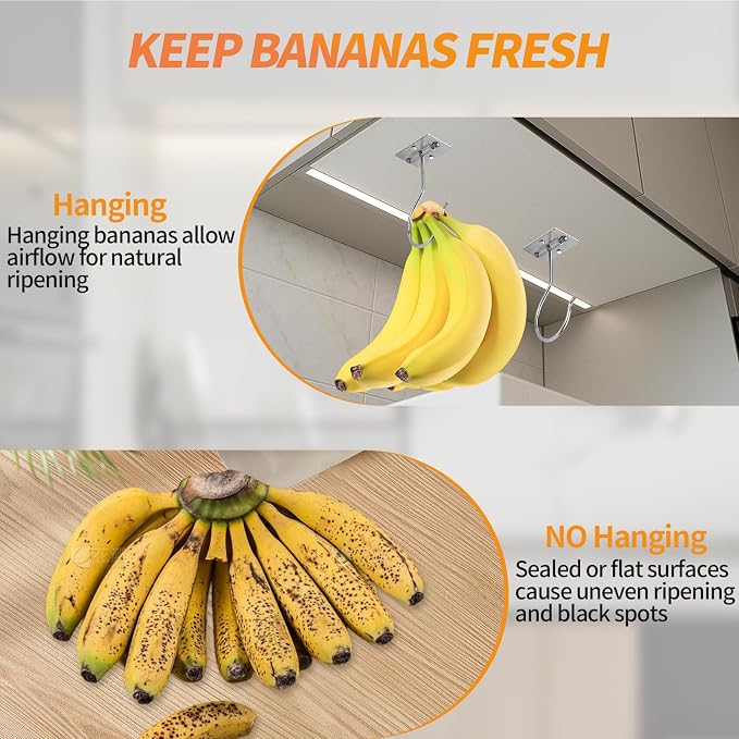 2PCS Banana Hook Under Cabinet, Adhesive Bananas Hanger - Image 5