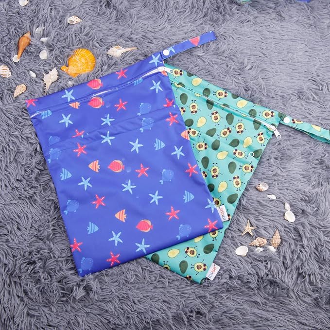 ALVABABY 2pcs Cloth Diaper Wet Dry Bags Waterproof Reusable - Image 7
