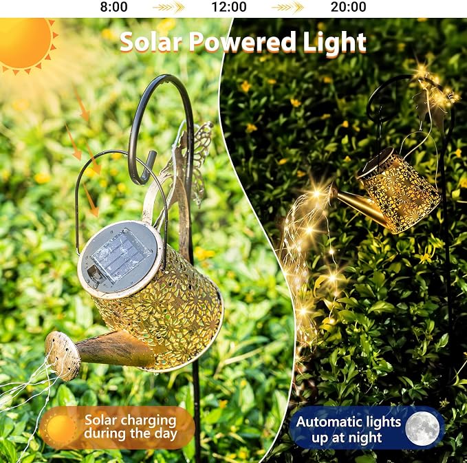 SRNPMIU Solar Watering Can Light, Solar Outdoor Decorative, Garden Decor Lights - Image 2