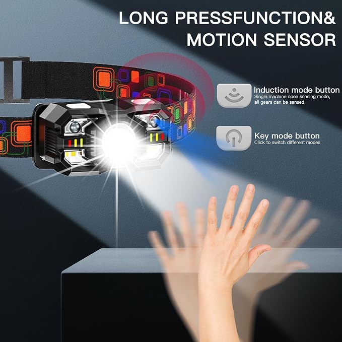 KunHe 10 Pack led Rechargeable Headlamp Flashlight Headlight Motion Sensor 10 - Image 4
