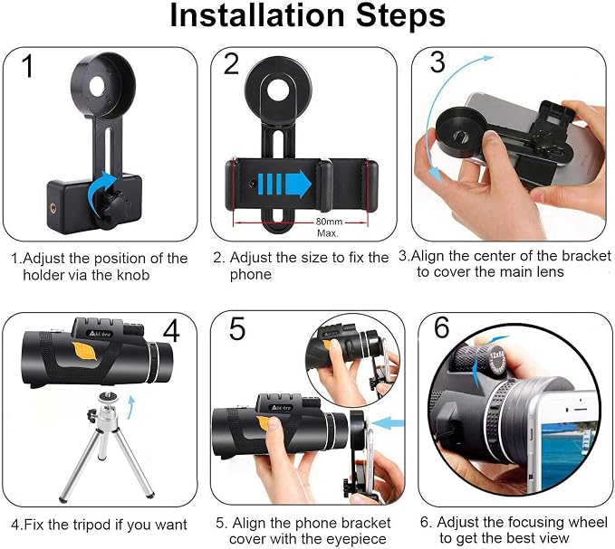 Monocular Telescope, High Power 12X50 Handheld Prism Scope - Image 6