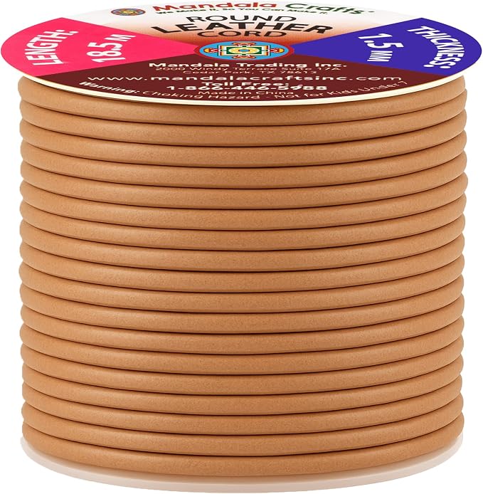 Mandala Crafts Round Genuine Camel Leather Cord - Image 2