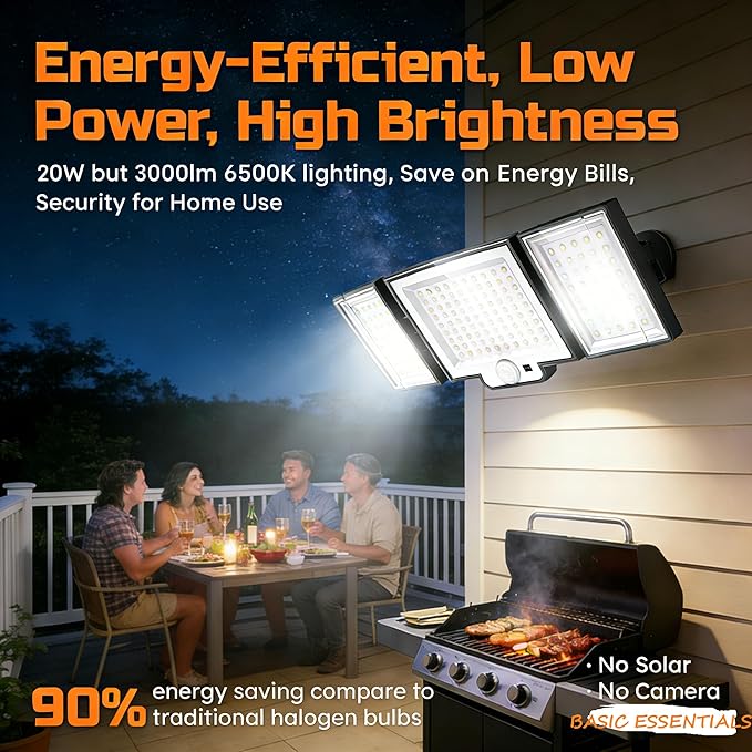 CLAONER 20W 3000LM LED Security Motion Sensor Outdoor Floodlights, 6500K - Image 2