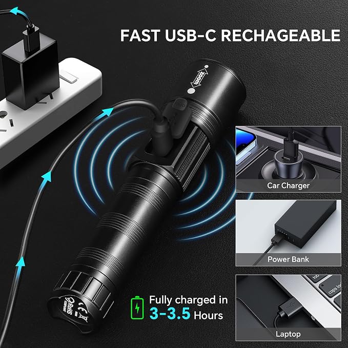 3Pack Rechargeable Flashlights 10000 High Lumens, Super Bright Flashlight - Image 6