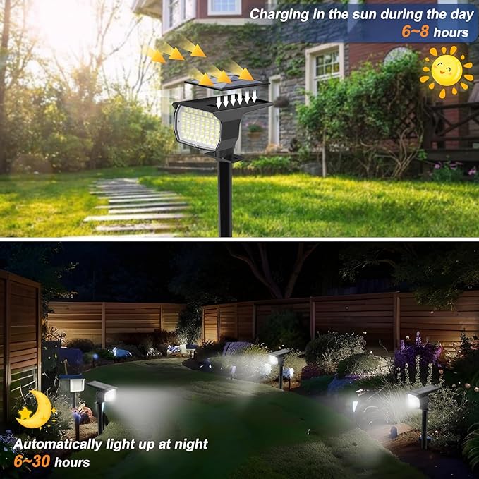 WENATY Solar Spot Lights Outdoor Waterproof IP65, 2 Pack Landscape Spotlights - Image 2
