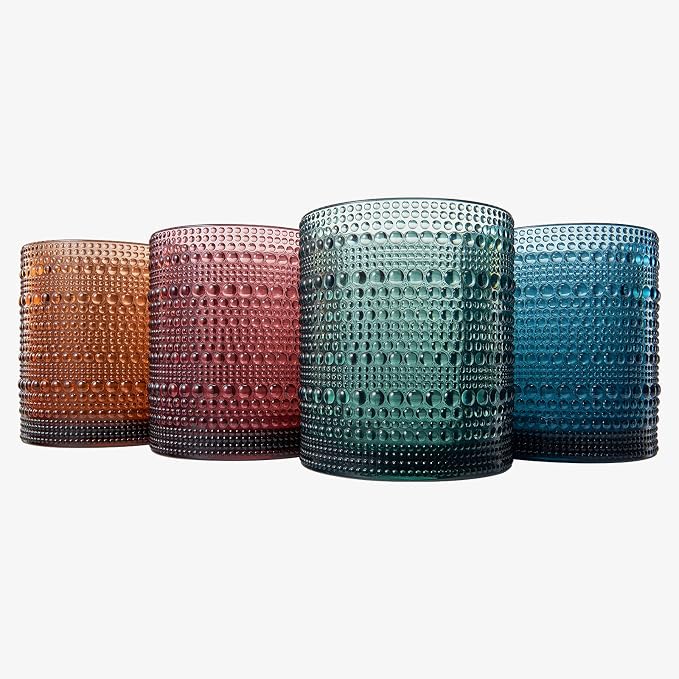 Khen Plastic Hobnail Drinking Glasses Set of 4 Neutral Tones Cups 14oz - Image 4