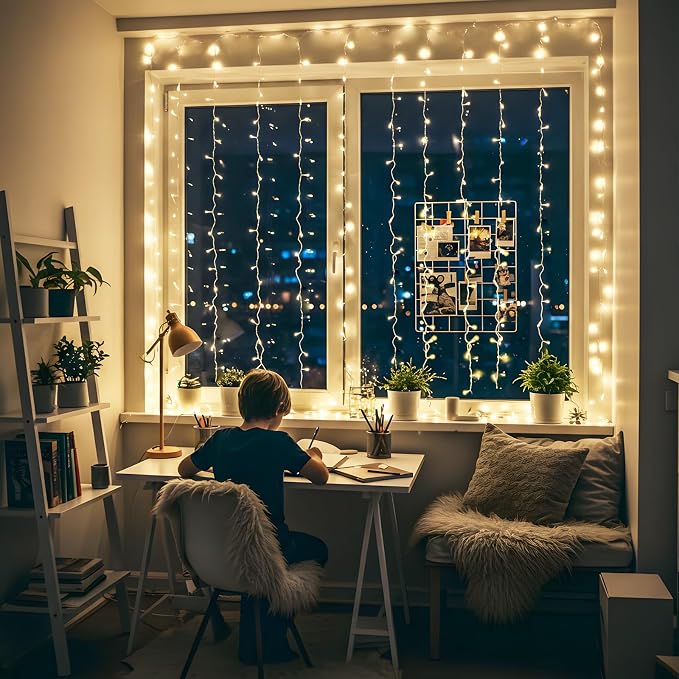 suddus Curtain Lights for Bedroom, 150 Led Hanging String Light Outdoor - Image 4