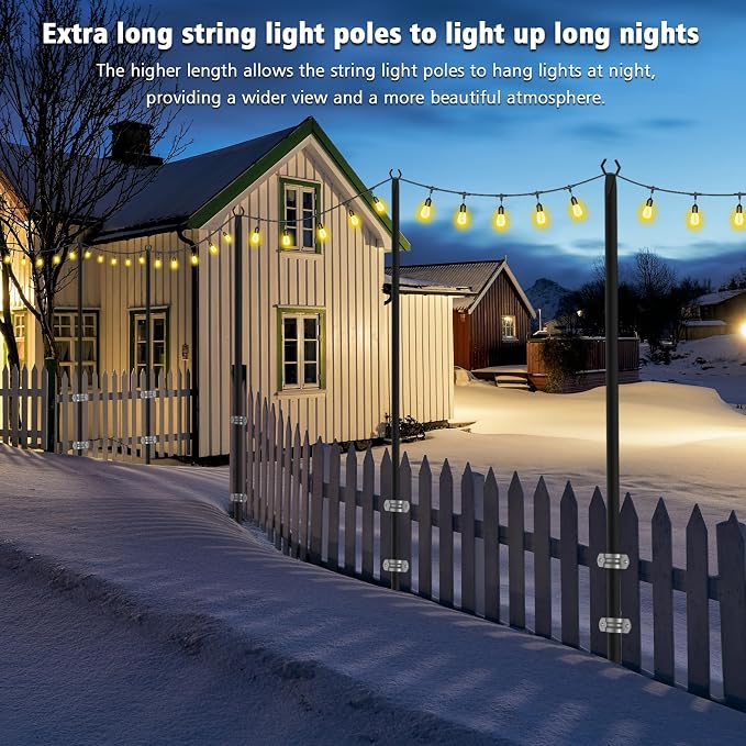 NUERPO 7 Pack String Light Poles, Metal Poles - Image 4