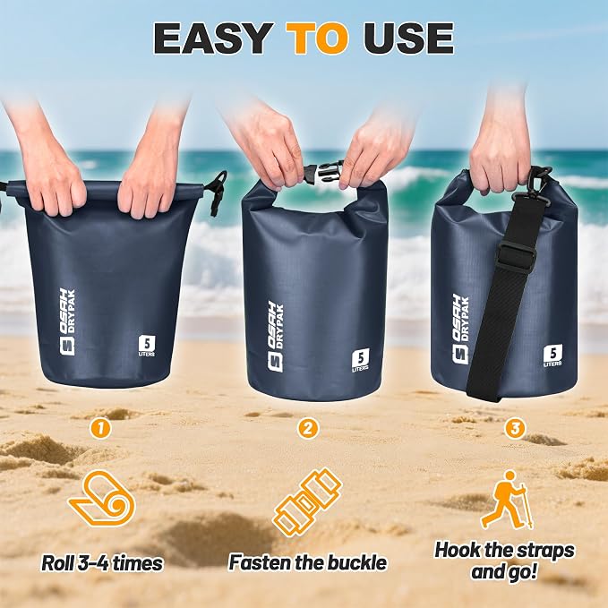 Waterproof Dry Bag, 5L/10L/20L/30L/40L Roll Top Lightweight Storage Backpack - Image 4