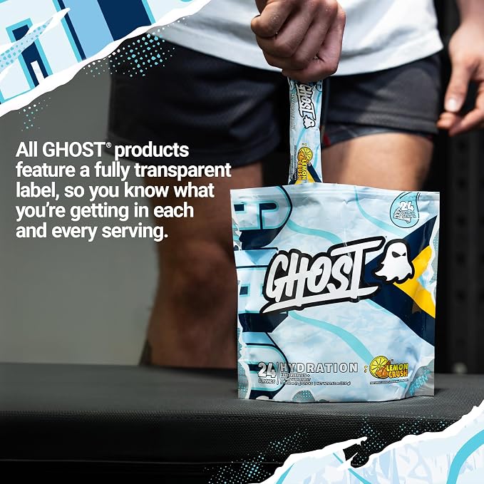 GHOST Hydration Packets, Lemon Crush, 24 Sticks, Electrolyte Powder - Image 5