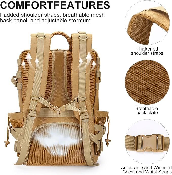 Tactical Backpack for Men, 35L Travel Military Backpack - Image 4