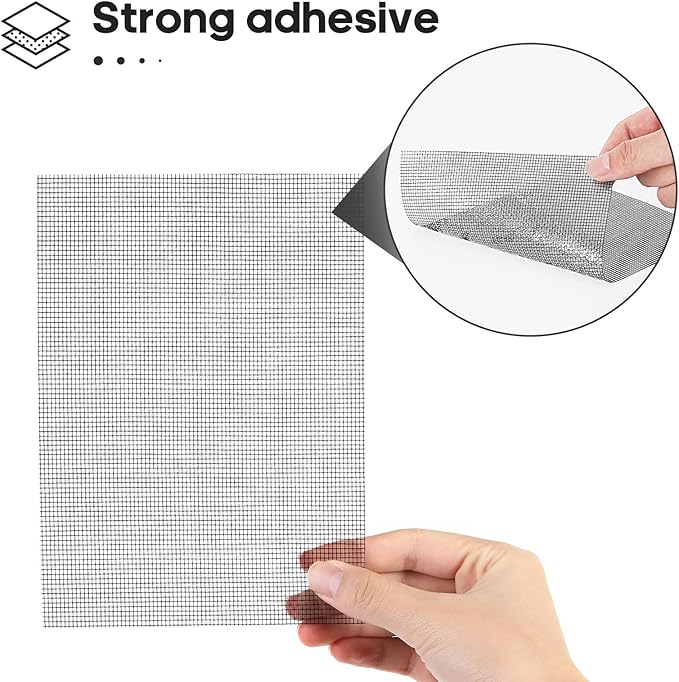 Secopad 5" x 7" Black/Grey Screen Repair Kit, Strong Adhesive Fiberglass Mesh - Image 2