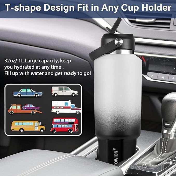 HYDROWION 40 oz Insulated Water Bottle, Car Water Bottle Holder - Image 2