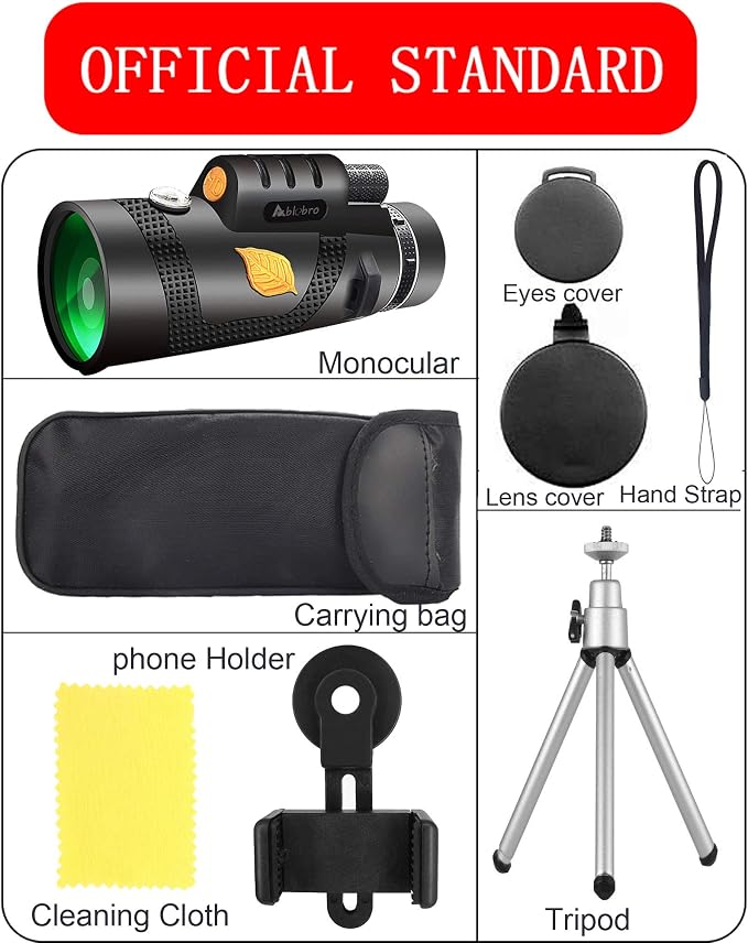 Monocular Telescope, High Power 12X50 Handheld Prism Scope - Image 7