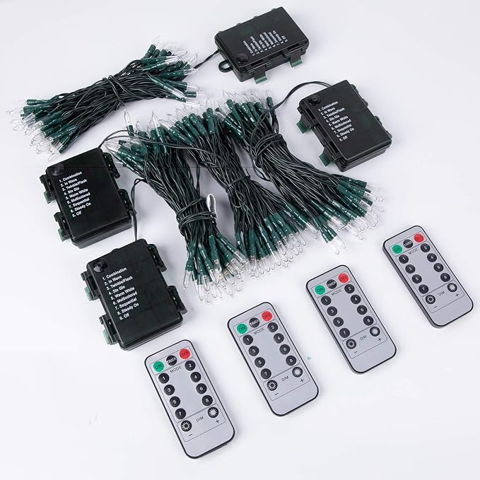 Christmas Mini String Lights Outdoor 4 Pack 17.7 Feet 50 Led 8 Modes Battery - Image 9