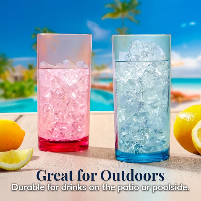 US Acrylic Classic Plastic Reusable Drinking Glasses 16oz Water Cups Assorted - Image 7