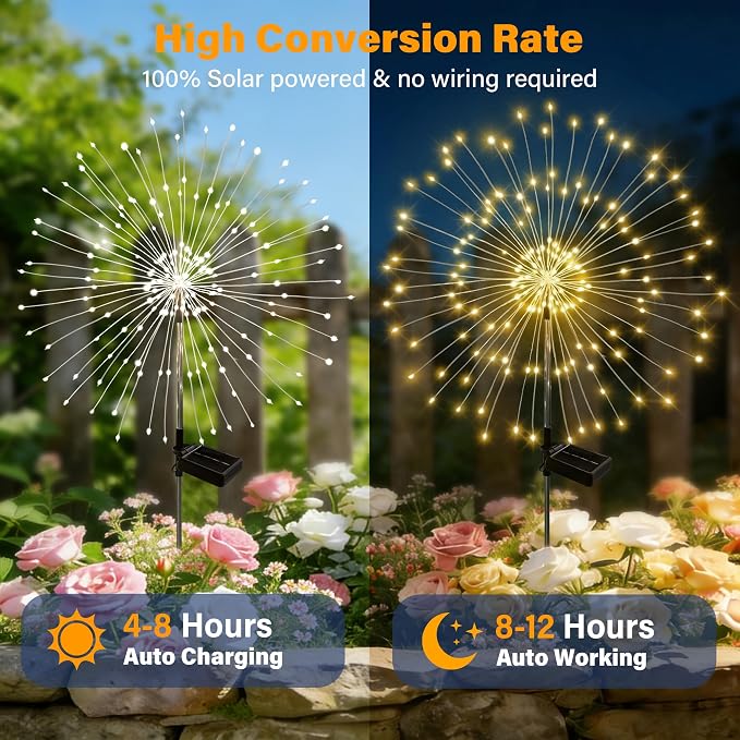 Solar Garden Lights Outdoor Decor Waterproof, Fairy Lights Solar Powered - Image 3