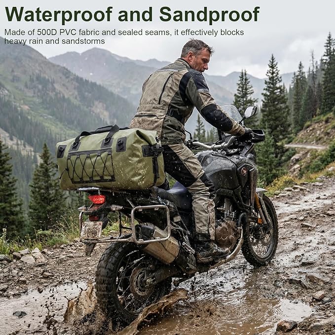 Waterproof Duffel Bag, 70L Large Motorcycle Dry Backpack, Heavy-Duty Roll Top - Image 5