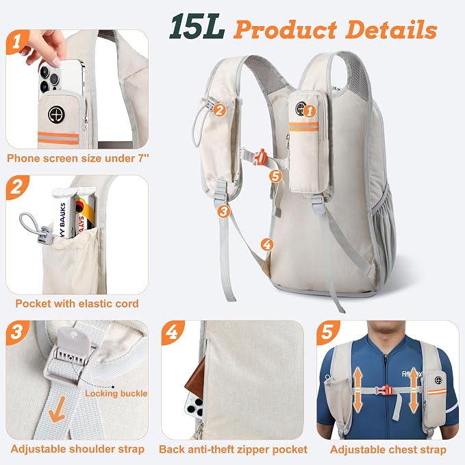 BECOJADDE 15L Small Hiking Backpack - Image 2