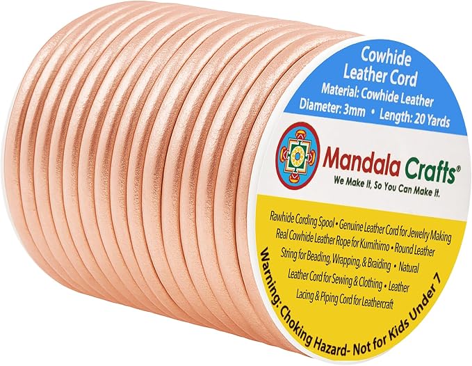 Mandala Crafts Round Genuine Rose Gold Leather Cord by MandalaCrafts