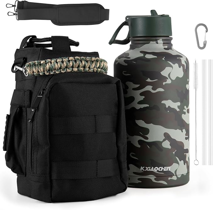 KXIAOCHEN Insulated Water Bottle, Stainless Steel Water Bottle, 2 Lids by KXIAOCHEN