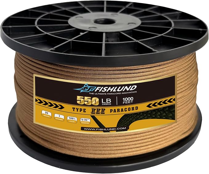Paracord 550 lb, 7 Strand Paracord Rope 1000ft 4mm, Nylon Parachute Cord by FISHLUND